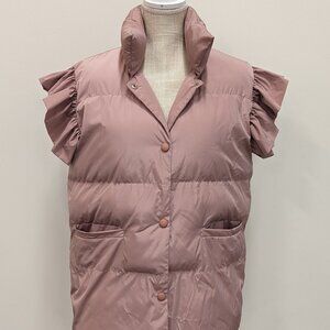 Bucket List  Down vest with ruffled sleeve Size M Dusty Pink